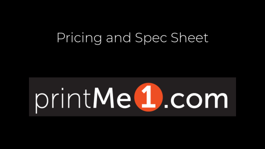 printMe1.com Spec and Pricing Sheet: Printing, Binding, and Shipping